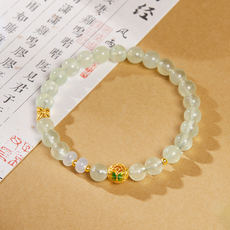 Gentle Renewal-Cold Enamel Butterfly Prehnite Bracelet