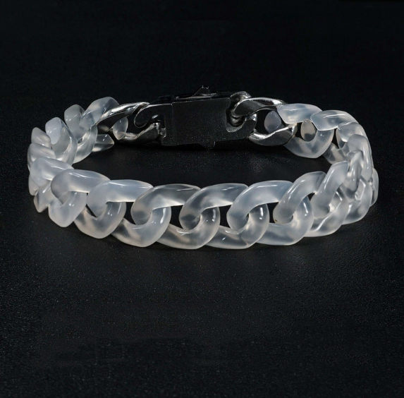 Urban Fusion Cuban Link Jade Bracelet-Detachable Adjustable Link Design