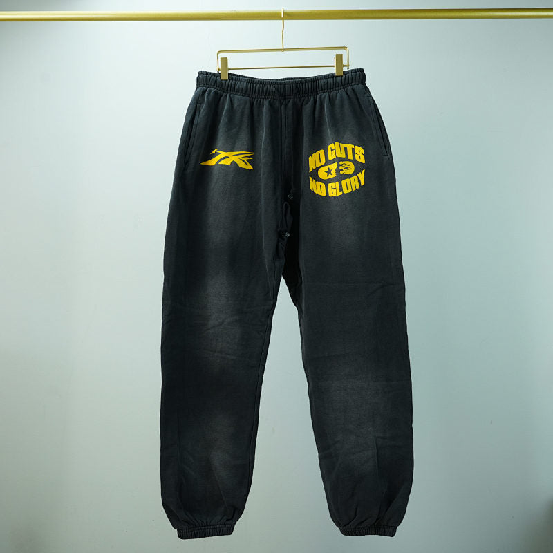 Hellstar No Guts No Glory Closed Elastic Bottom Sweatpants Midnight Dye Black