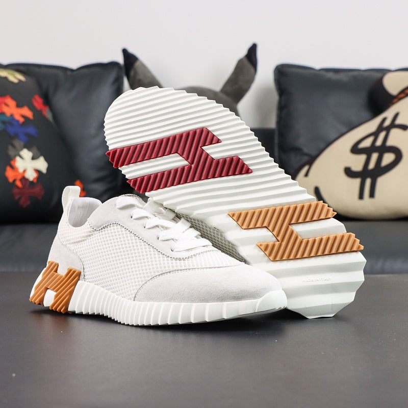 Hermes Bouncing Sneaker - White/Tan/Red