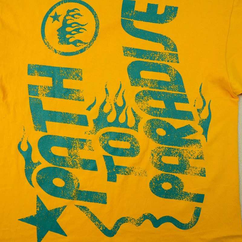 Hellstar Studios Jesus Emblem Short Sleeve Tee Shirt Yellow