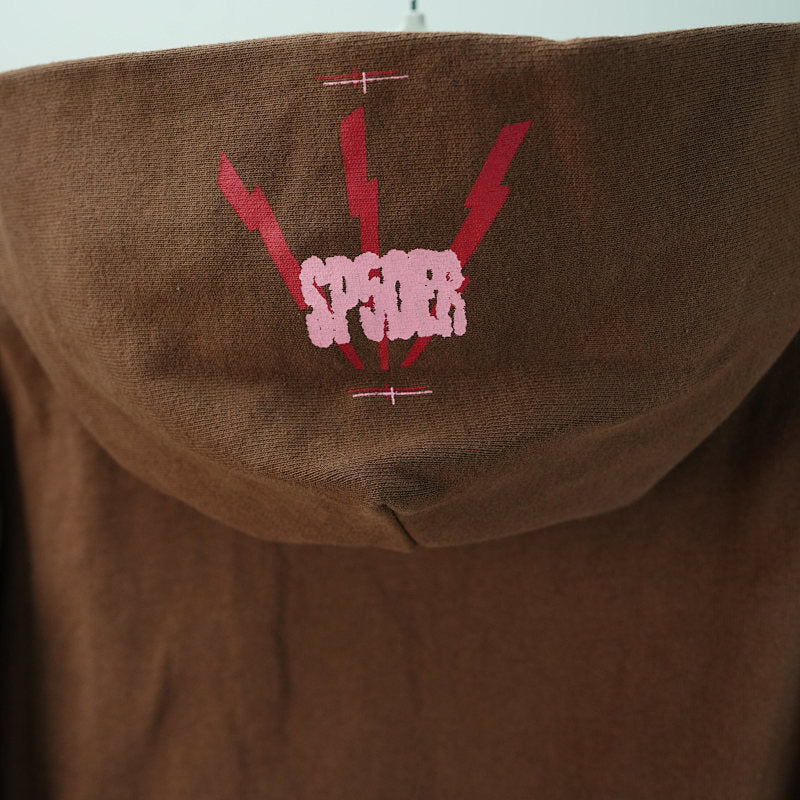 Sp5der Angel Number Hoodie Brown