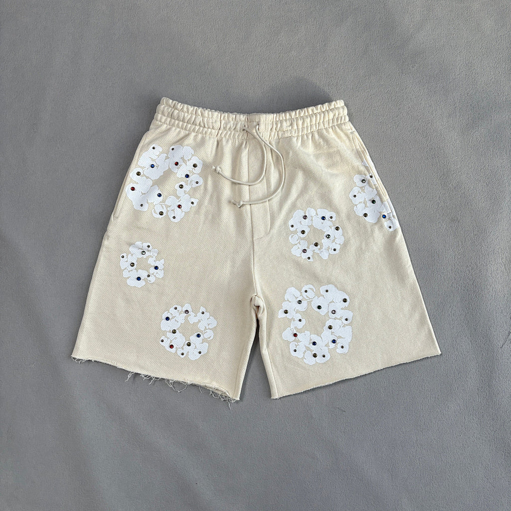 Rhinestone Cotton Wreath Shorts