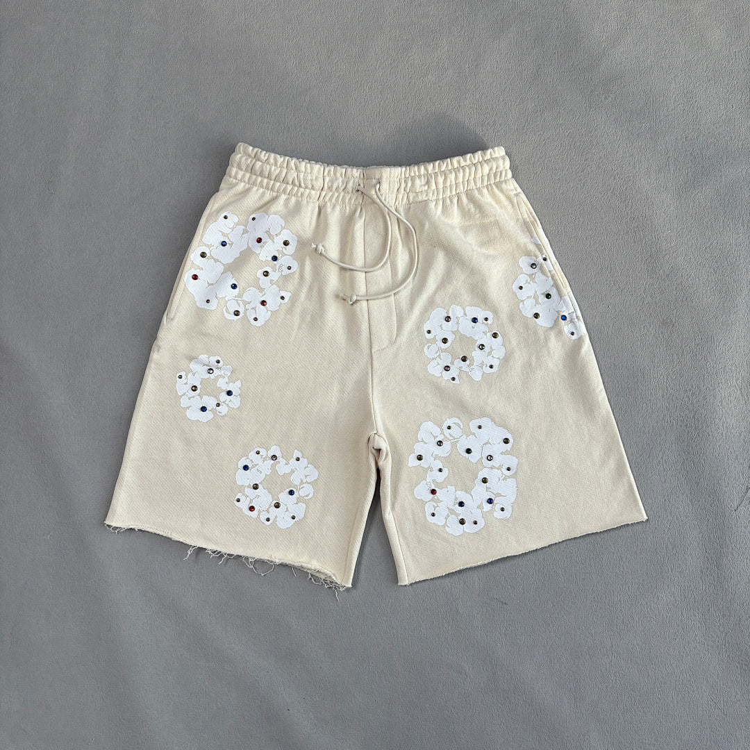 Rhinestone Cotton Wreath Shorts
