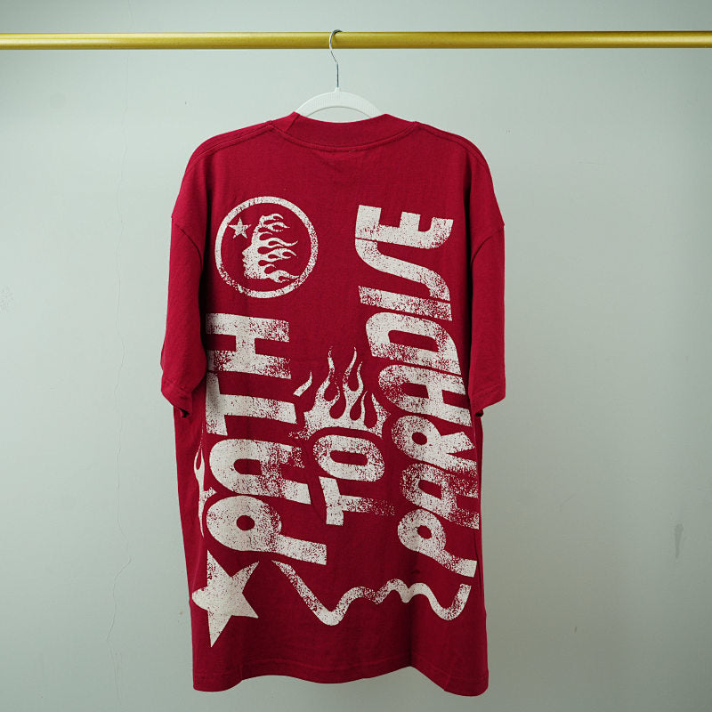 Hellstar Studios Jesus Emblem Short Sleeve Tee Shirt Blood Red