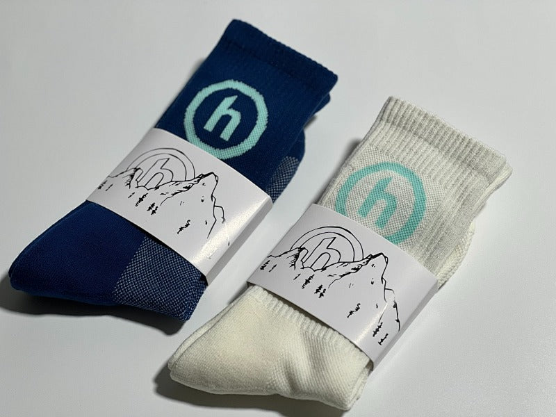 Athletic Crew Socks - Navy/White/Teal
