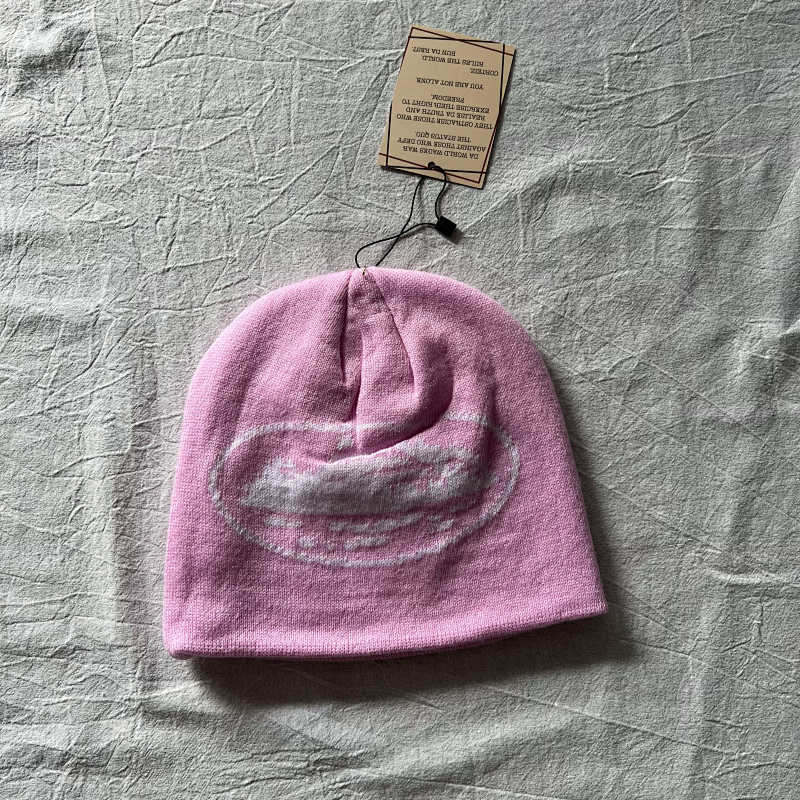 Corteiz Knit Beanie - Pink/White