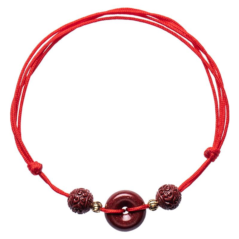 Cinnabar Anklet-Red String Bodhi Beads