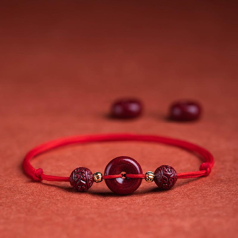 Cinnabar Anklet-Red String Bodhi Beads