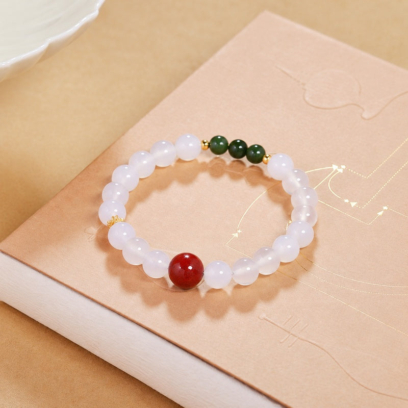Cinnabar White Chalcedony Bracelet-Heartfelt Wishes