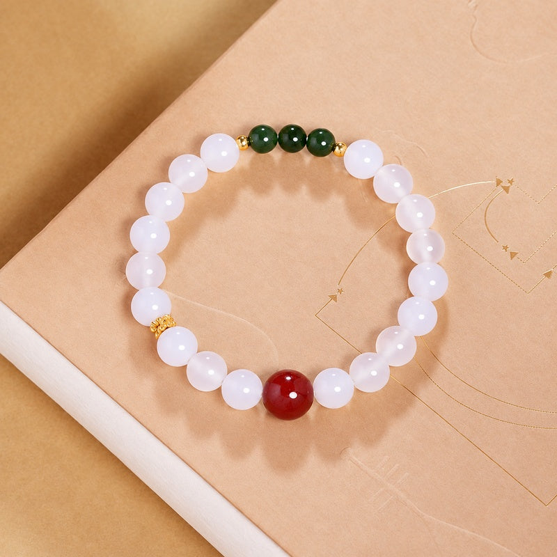 Cinnabar White Chalcedony Bracelet-Heartfelt Wishes