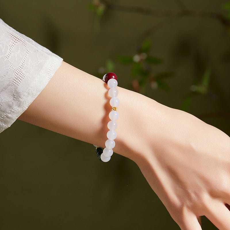 Cinnabar White Chalcedony Bracelet-Heartfelt Wishes