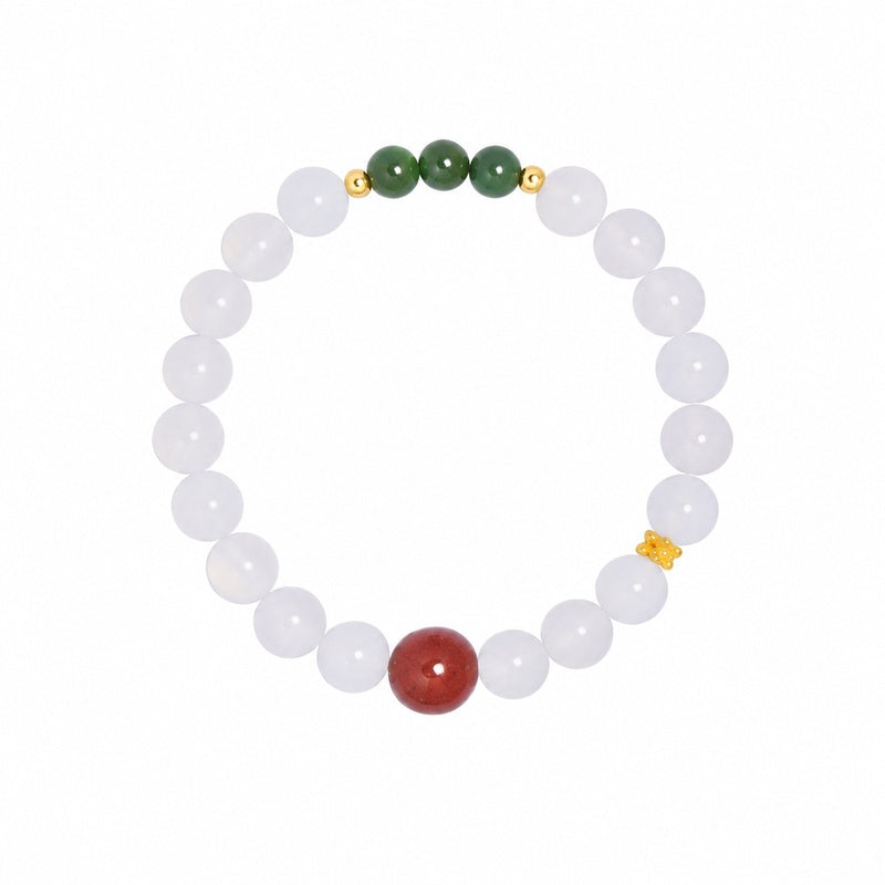 Cinnabar White Chalcedony Bracelet-Heartfelt Wishes