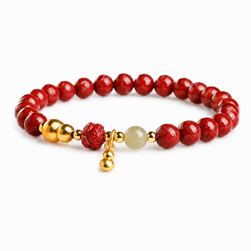 Cinnabar Lotus Jade Bead Bracelet-Poised for Better Turns