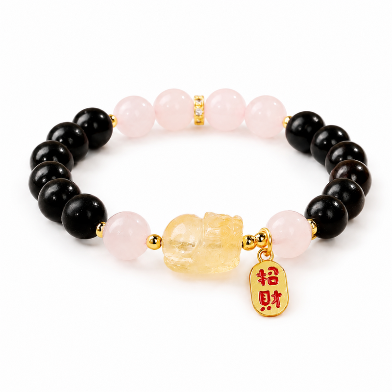 Citrine Pixiu Sandalwood Bracelet-Fortune in Motion