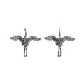 Crane Silver Earrings-Long Life and Grants Wishes