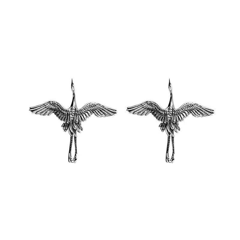 Crane Silver Earrings-Long Life and Grants Wishes