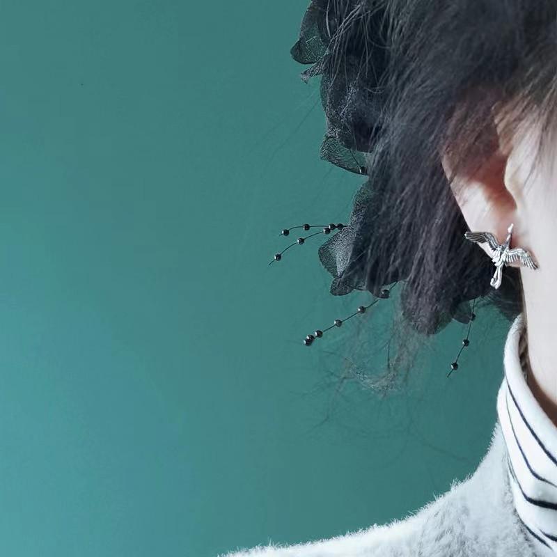 Crane Silver Earrings-Long Life and Grants Wishes