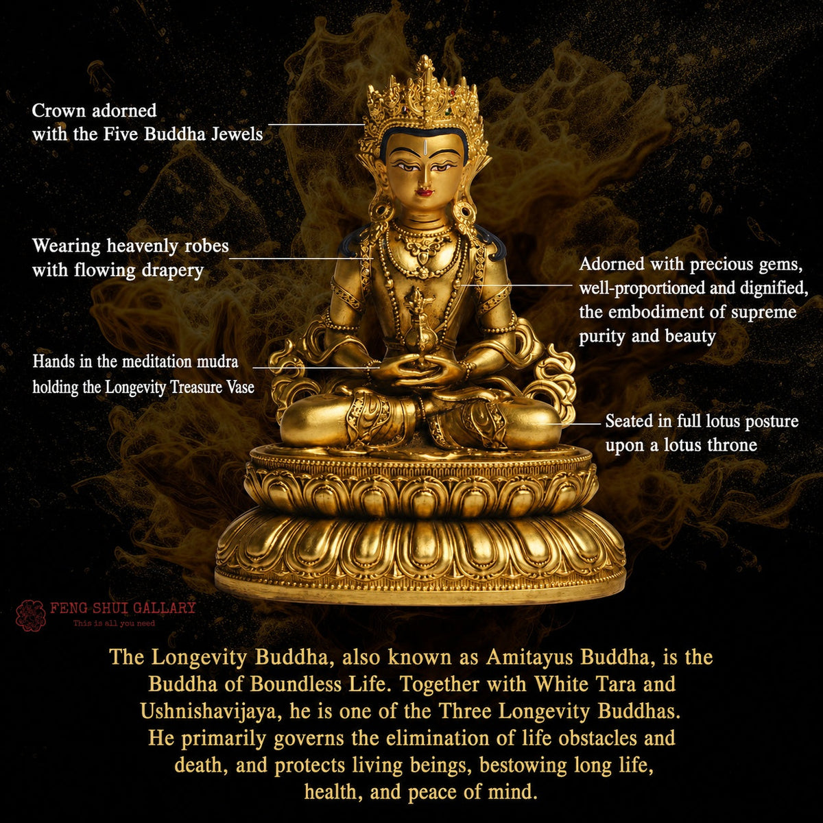 Longevity Buddha Liuli Pendant–Peace. Protection & Long-Life Blessings