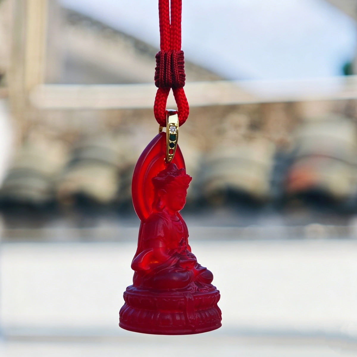 Longevity Buddha Liuli Pendant–Peace. Protection & Long-Life Blessings