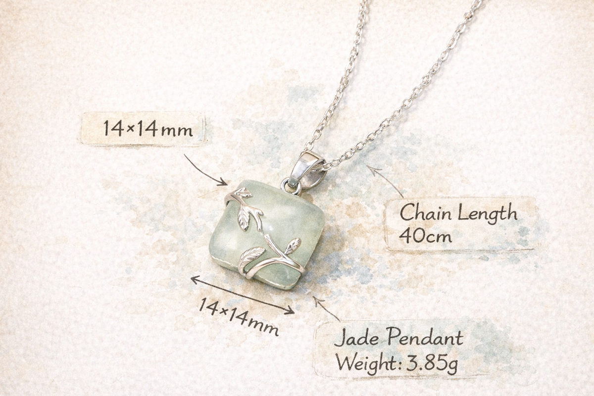 Serene Willow Hetian Jade Sugar Cube Pendant