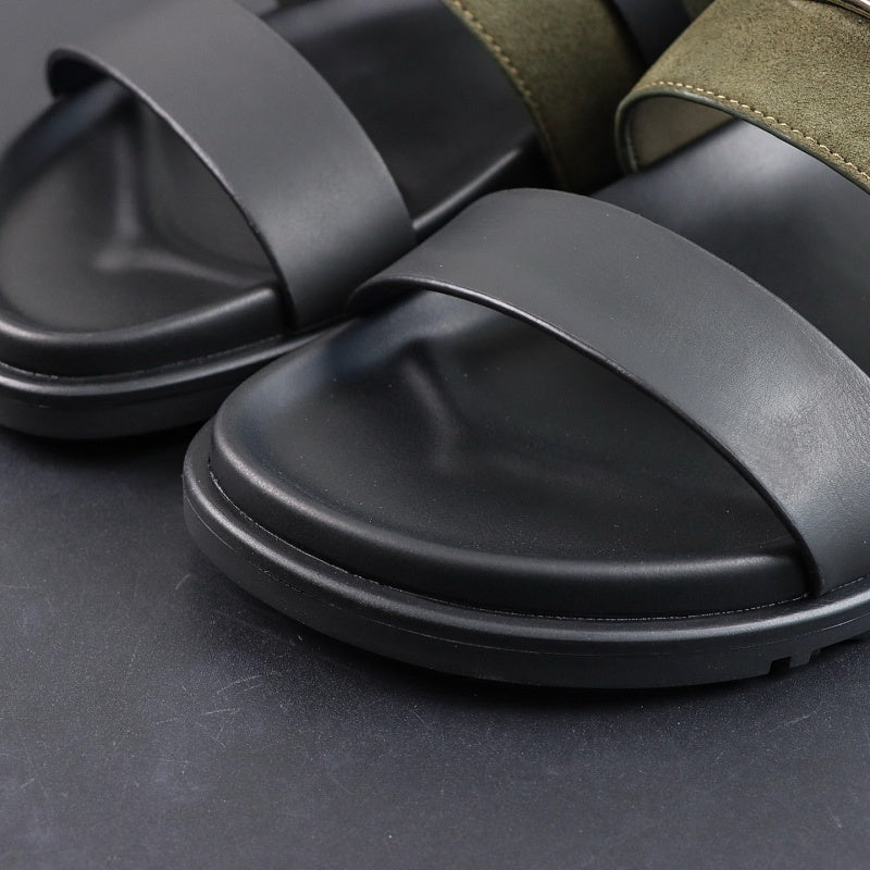 Hermes Extra Sandal - Kaki/Noir