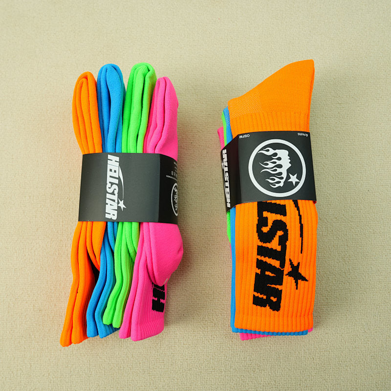 Hellstar Logo Socks (4 Pack) Neon