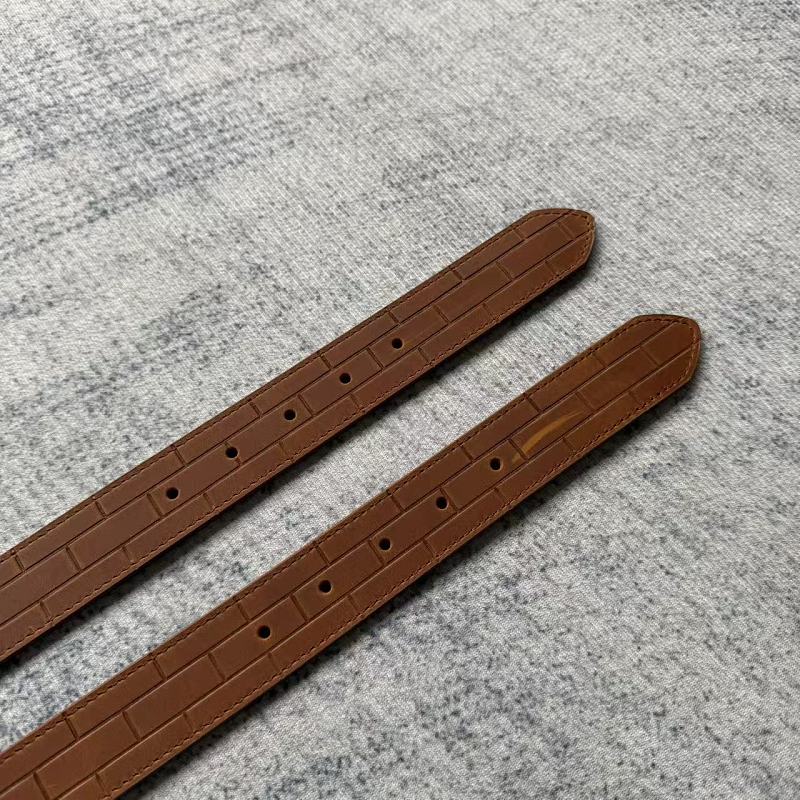 Brick-Embossed Leather Belt - Tan/Cognac