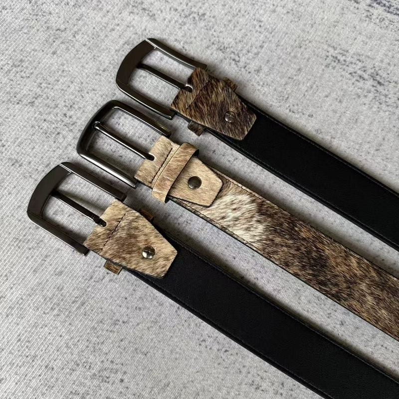 Cowhide Hair-On Belt - Tan/Brown