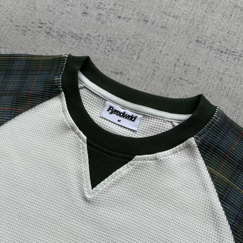 Raglan Long Sleeve Thermal Shirt - White/Green Plaid
