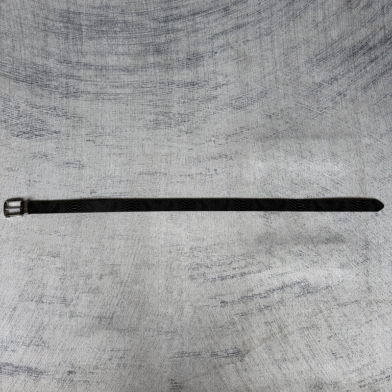 Snakeskin-Embossed Belt - Black