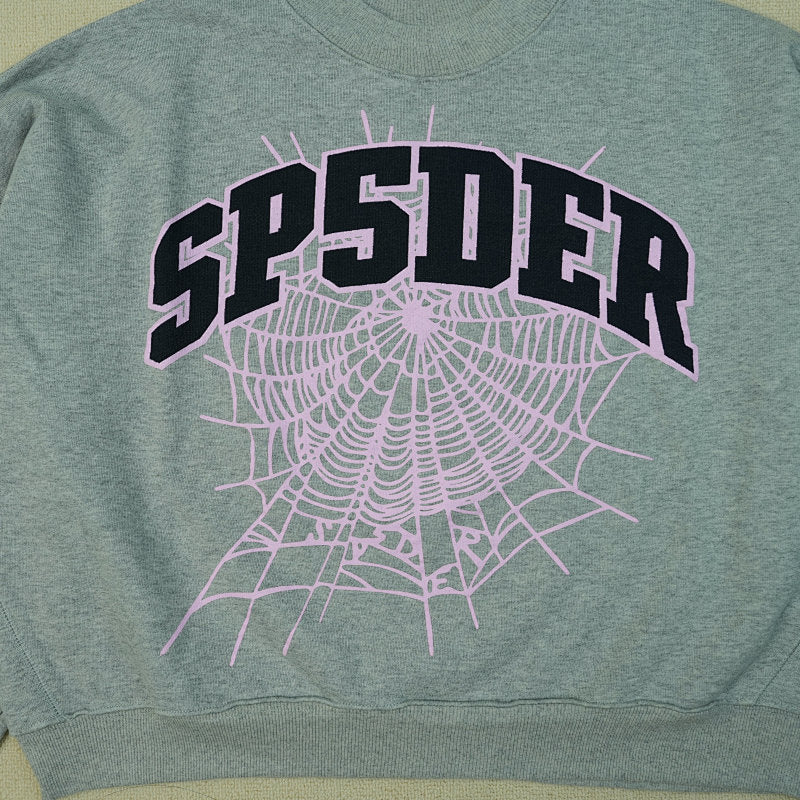 Sp5der Varsity Web Crewneck Heather Grey