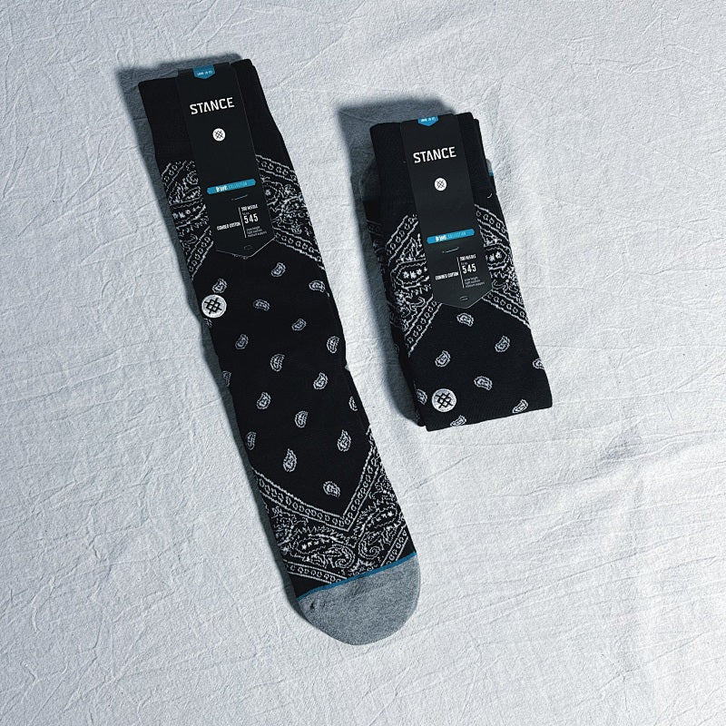 Stance Paisley Crew Socks - Black/White/Gray/Blue