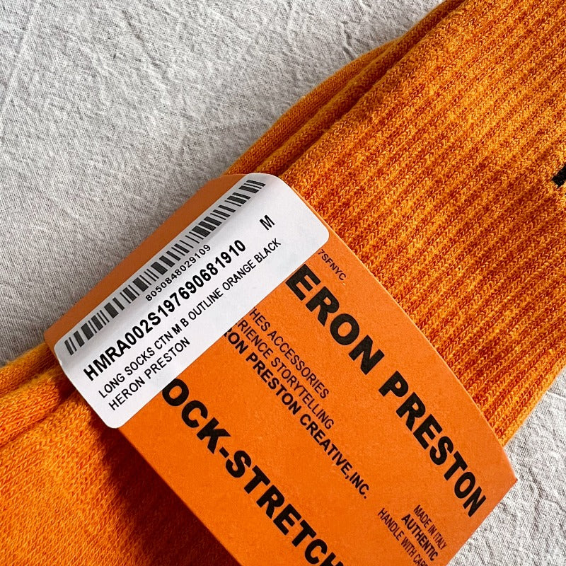 Heron Preston Ribbed Crew Socks - Orange/Black