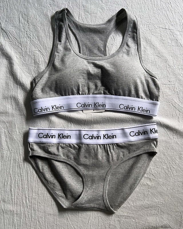 Calvin Klein Bralette Set - Gray/White