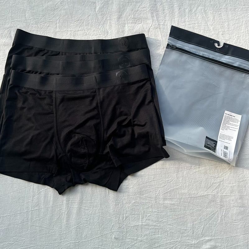 Black Men's Boxer Briefs 3-Pack with Bag