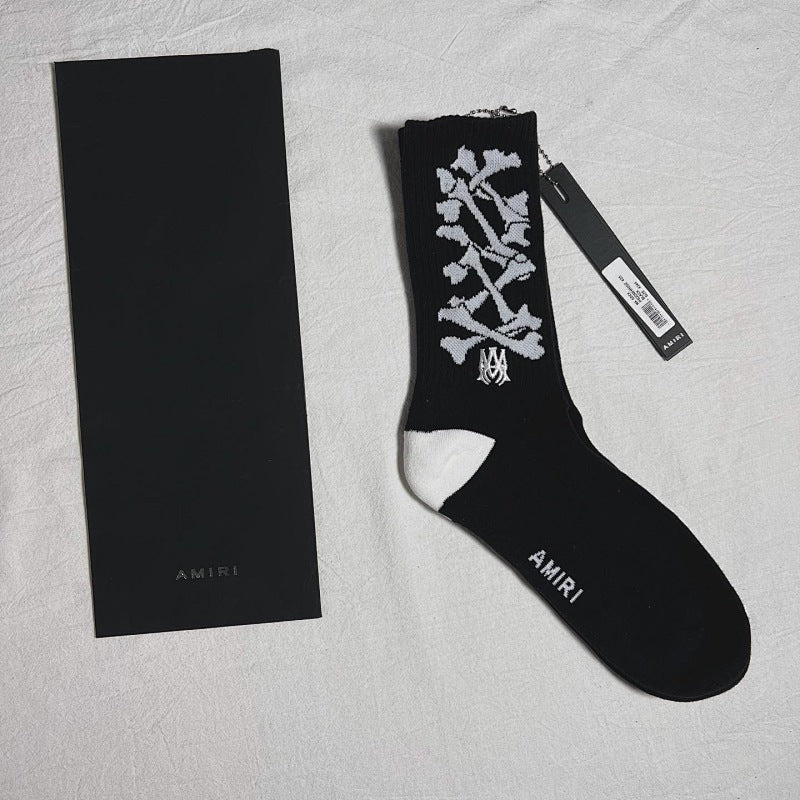 AMIRI Mid-Crew Socks - Black/White