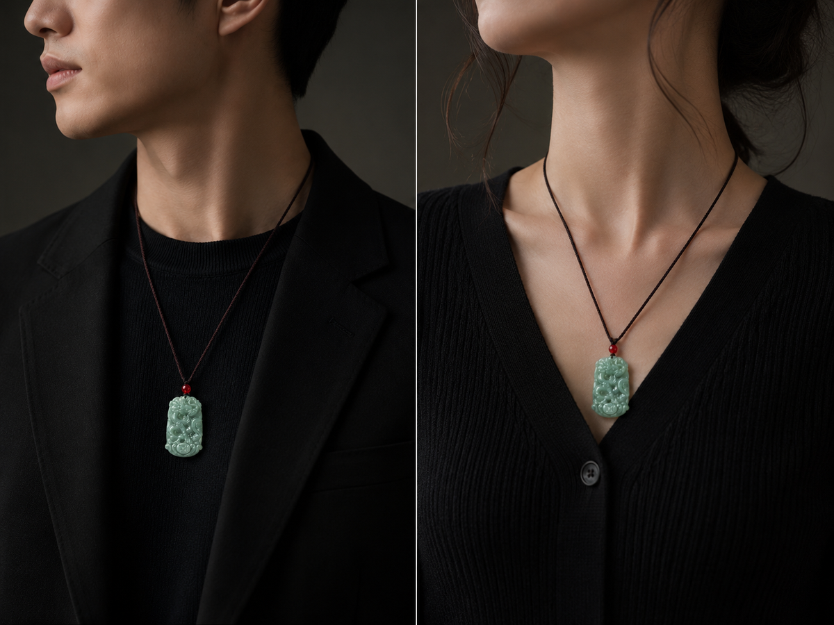 Dragon & Phoenix Couple Jade Pendant Set-Love. Harmony & Lasting Blessings