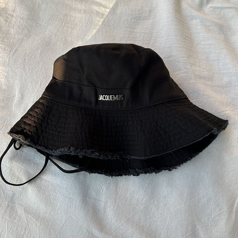 Jacquemus Wide Brim Bucket Hat with Chin Strap