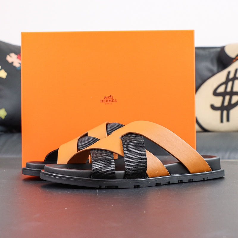 Hermes Izmir Sandal - Orange/Black