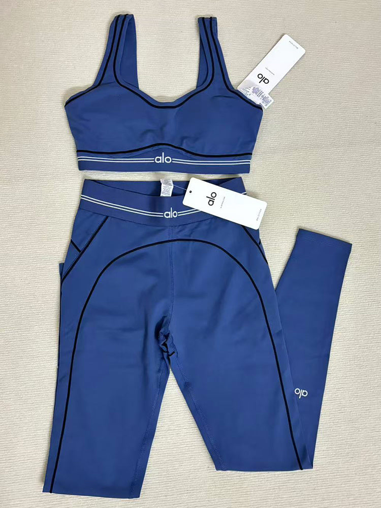 Alo Airlift Intrigue Bra + High-Waist Airlift Legging Set - Navy