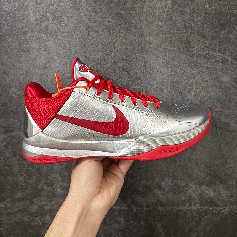 Nike Zoom Kobe V - Silver/Red Metallic Silver/Varsity Red