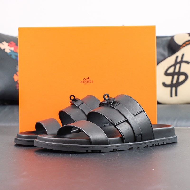 Hermes Extra Sandal - Black Calfskin