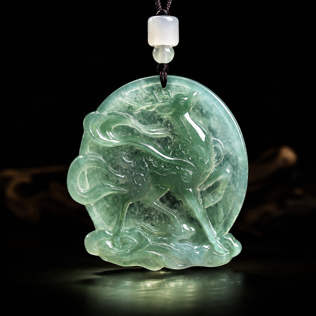 Nine-Colored Deer Jade Pendant-Kindness, Integrity & Justice