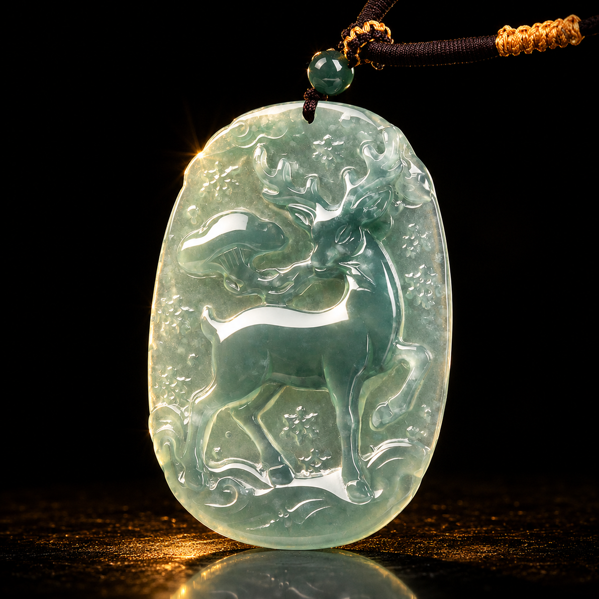 The Sacred Forest-Icy Jadeite Nine Colored Deer Spiritual Amulet