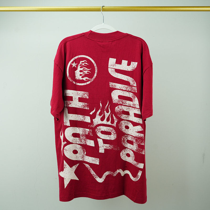 Hellstar Studios Jesus Emblem Short Sleeve Tee Shirt Blood Red