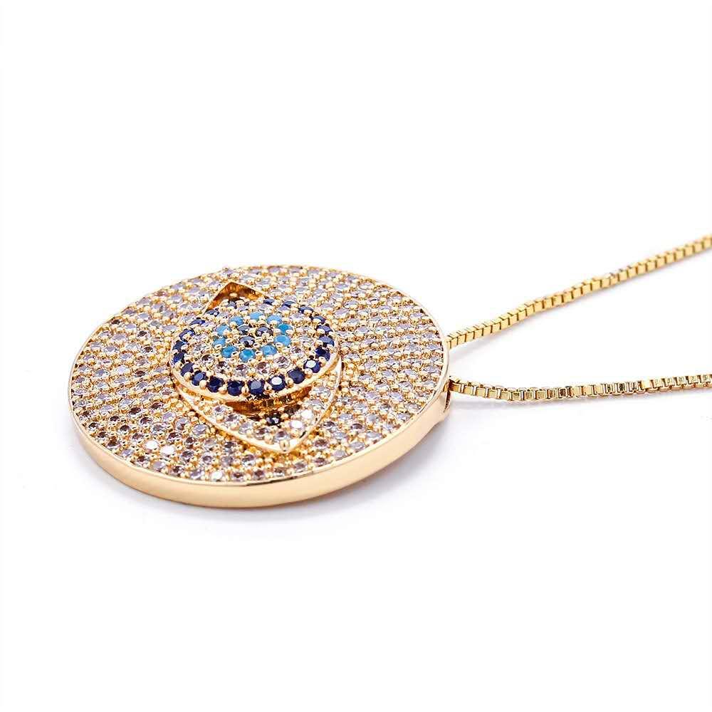 Diamond Studded Evil Eye Protection Pendant Necklace