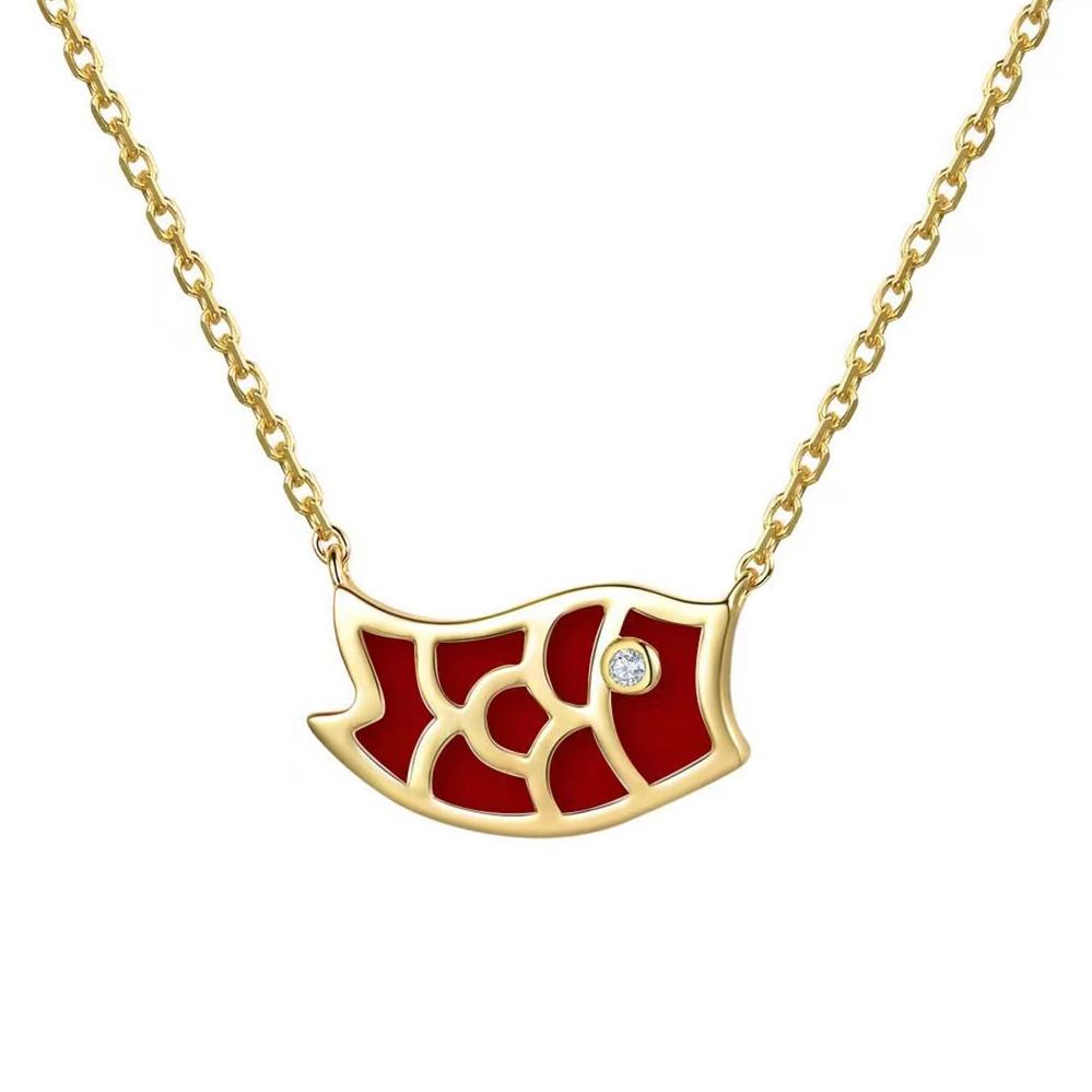 Divine Prosperity Koi Fish 925 Silver Pendant Necklace