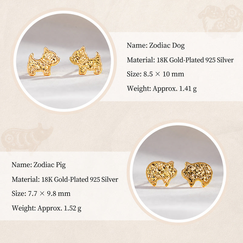 18K Gold-Plated 925 Silver Zodiac Stud Earrings-Your Sign. Your Story