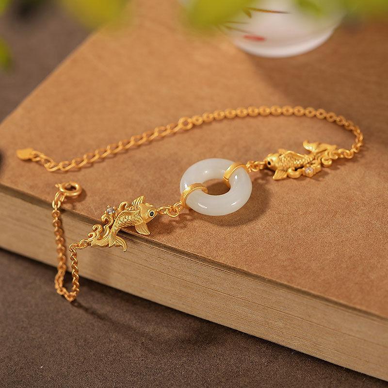 Double Koi Fish Jade Bracelet